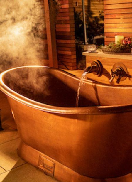 Outdoor hot bath at luxury 4 star hotel