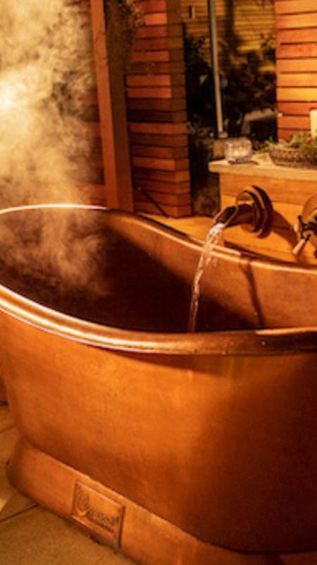 Outdoor hot bath at luxury 4 star hotel