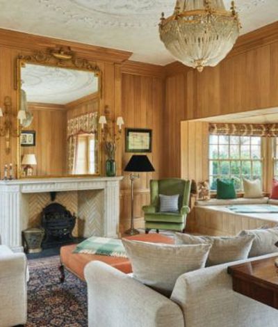 Lounge room in traditional cottage accommodation in ireland