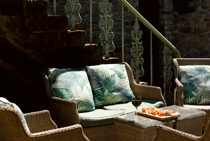 Outdoor lounges in the sun at irish country estate