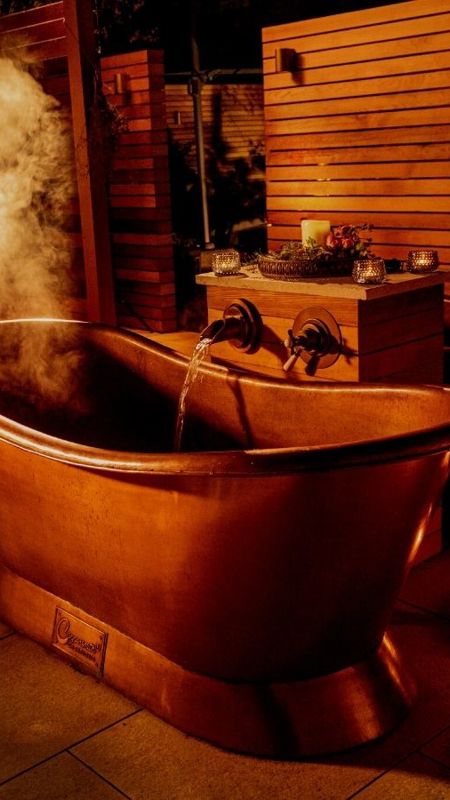Outdoor hot bath in irish countryside