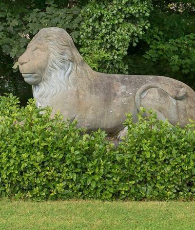 Decorative lion garden sculpture in stone 