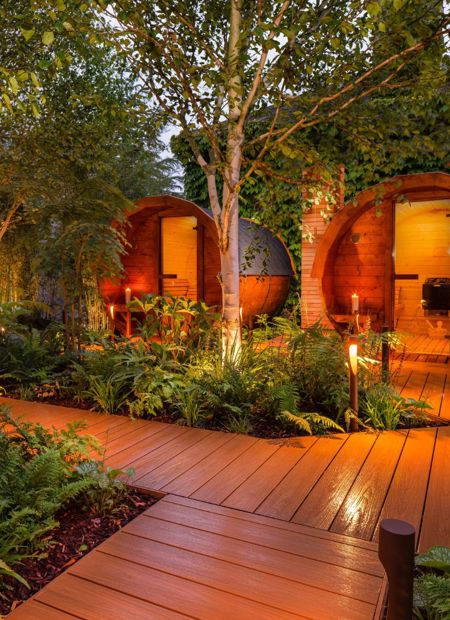 Outdoor hotel saunas at 4 star hotel