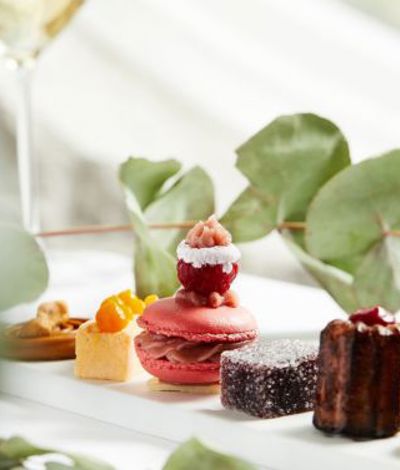 Afternoon tea cake selection at luxury country house