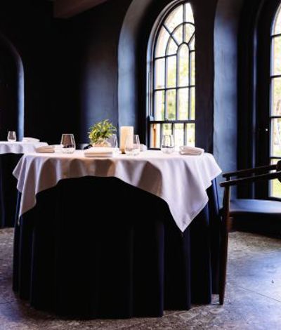 Wedding reception room with garden views