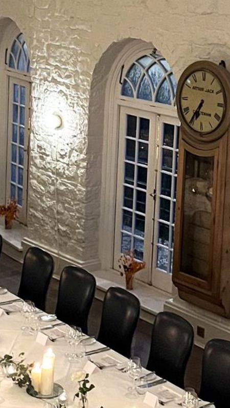 Interior dining room with candles and romantic setting