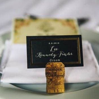 Wedding guest name plate at cliff at lyons wedding venue
