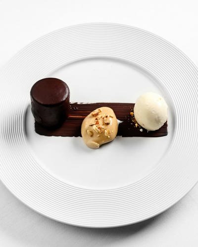 Chocolate Ganache Hazelnut Mousse Milk Ice Cream The Mill Restaurant Cliff At Lyons Scaled